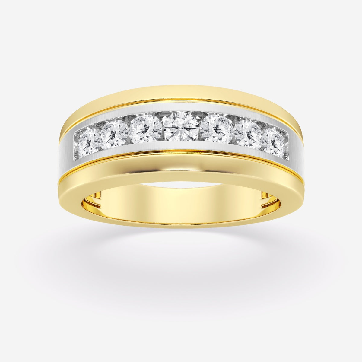 Round Moissanite Seven-Stone Wedding Band