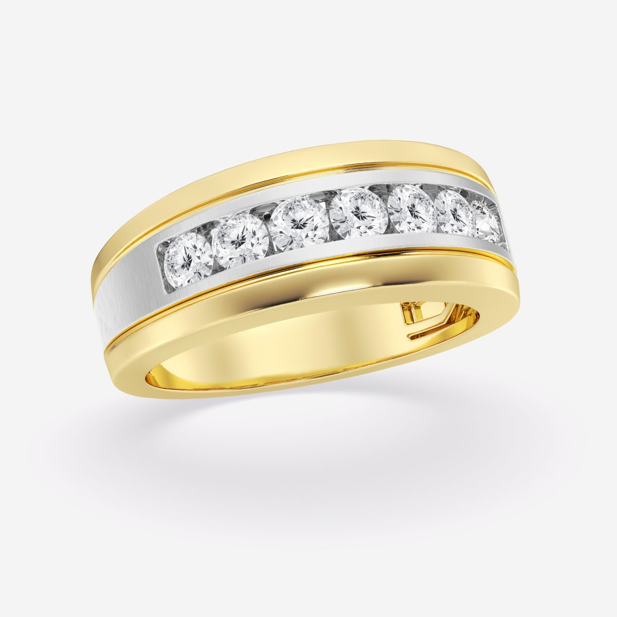 Round Moissanite Seven-Stone Wedding Band