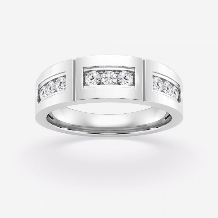 Round Moissanite Channel Set Wedding Band