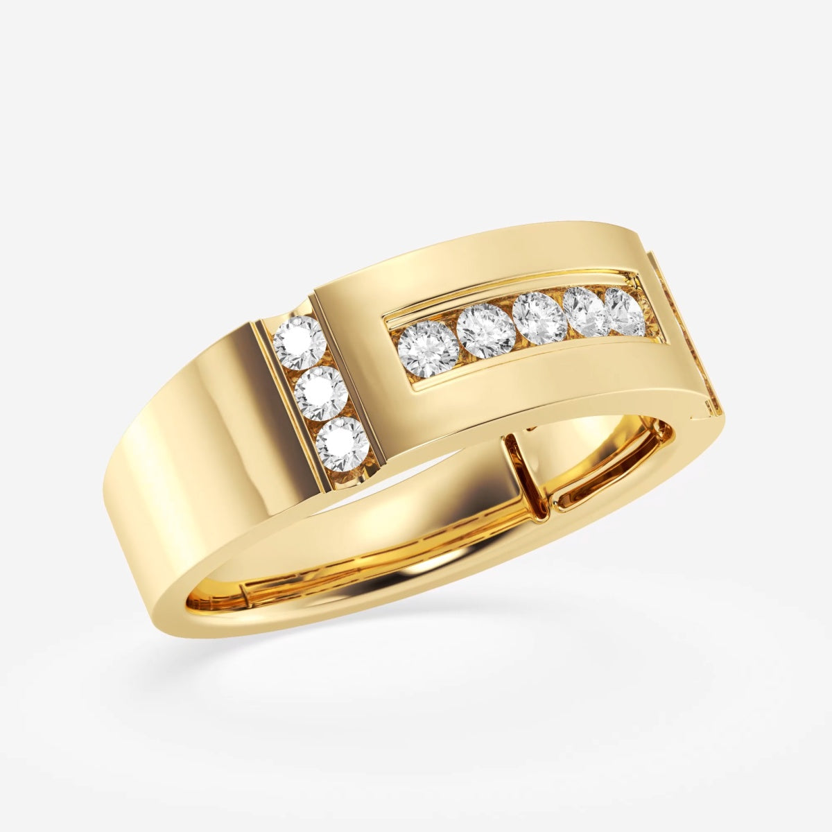 Round Moissanite Men's Framed Channel Set Wedding Band