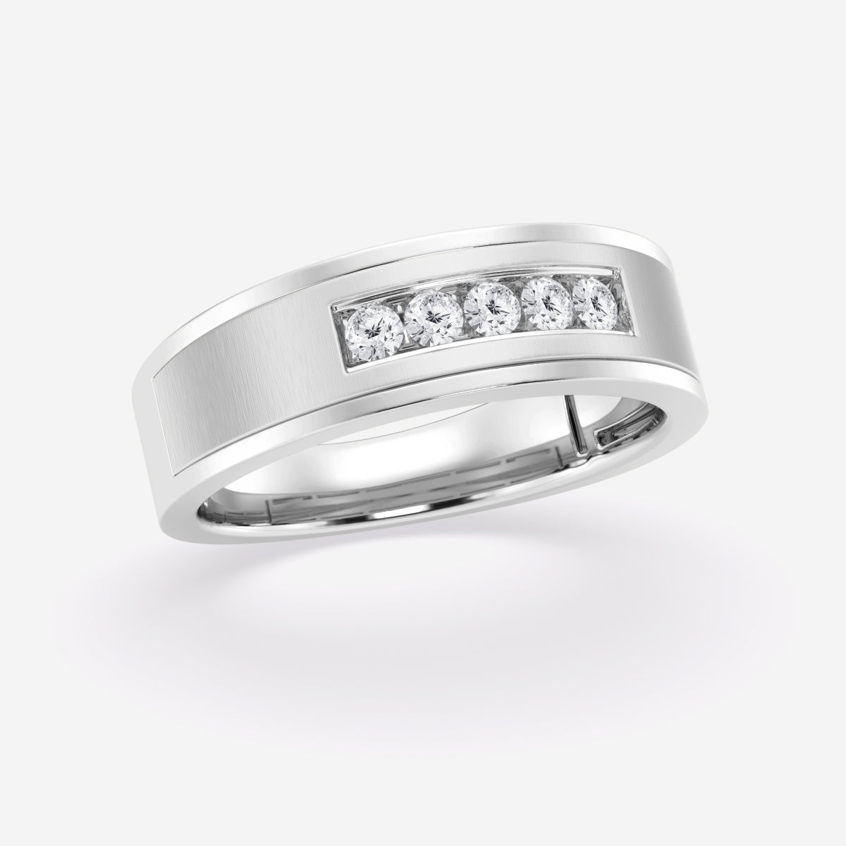 Round Moissanite Five-Stone Wedding Band