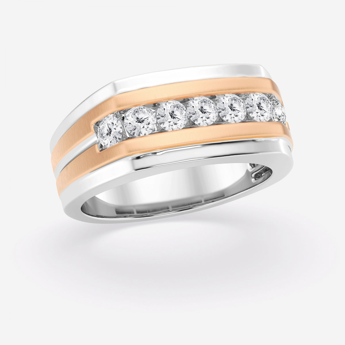 Round Moissanite Seven-Stone Wedding Band