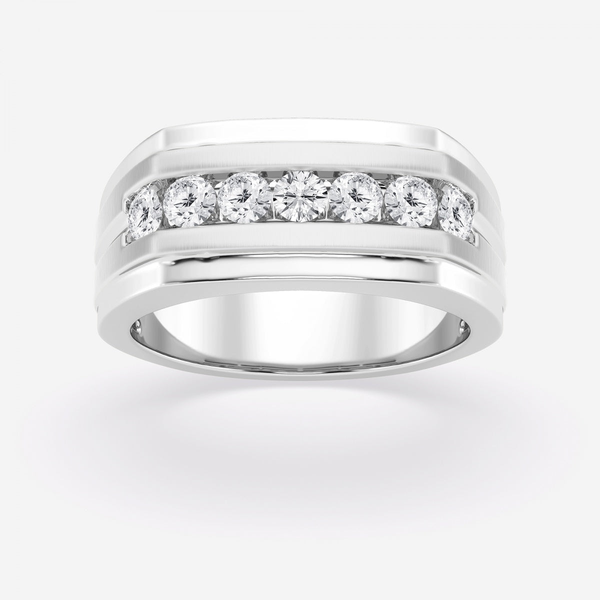 Round Moissanite Seven-Stone Wedding Band