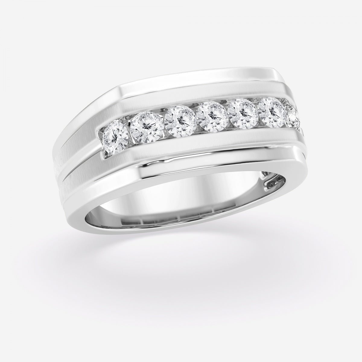 Round Moissanite Seven-Stone Wedding Band