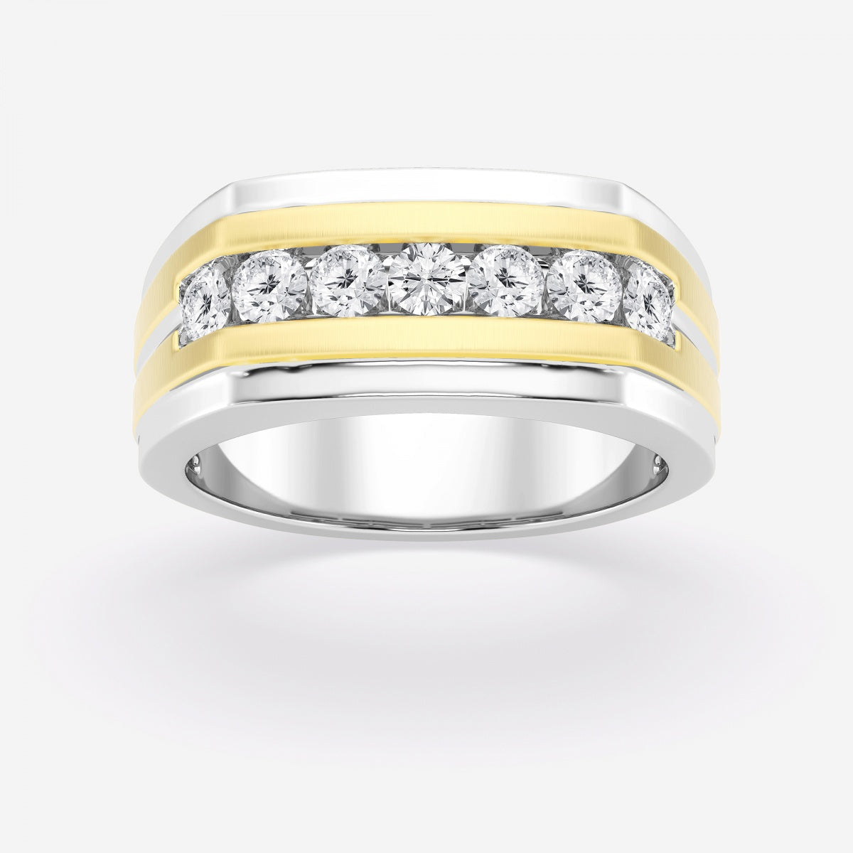 Round Moissanite Seven-Stone Wedding Band