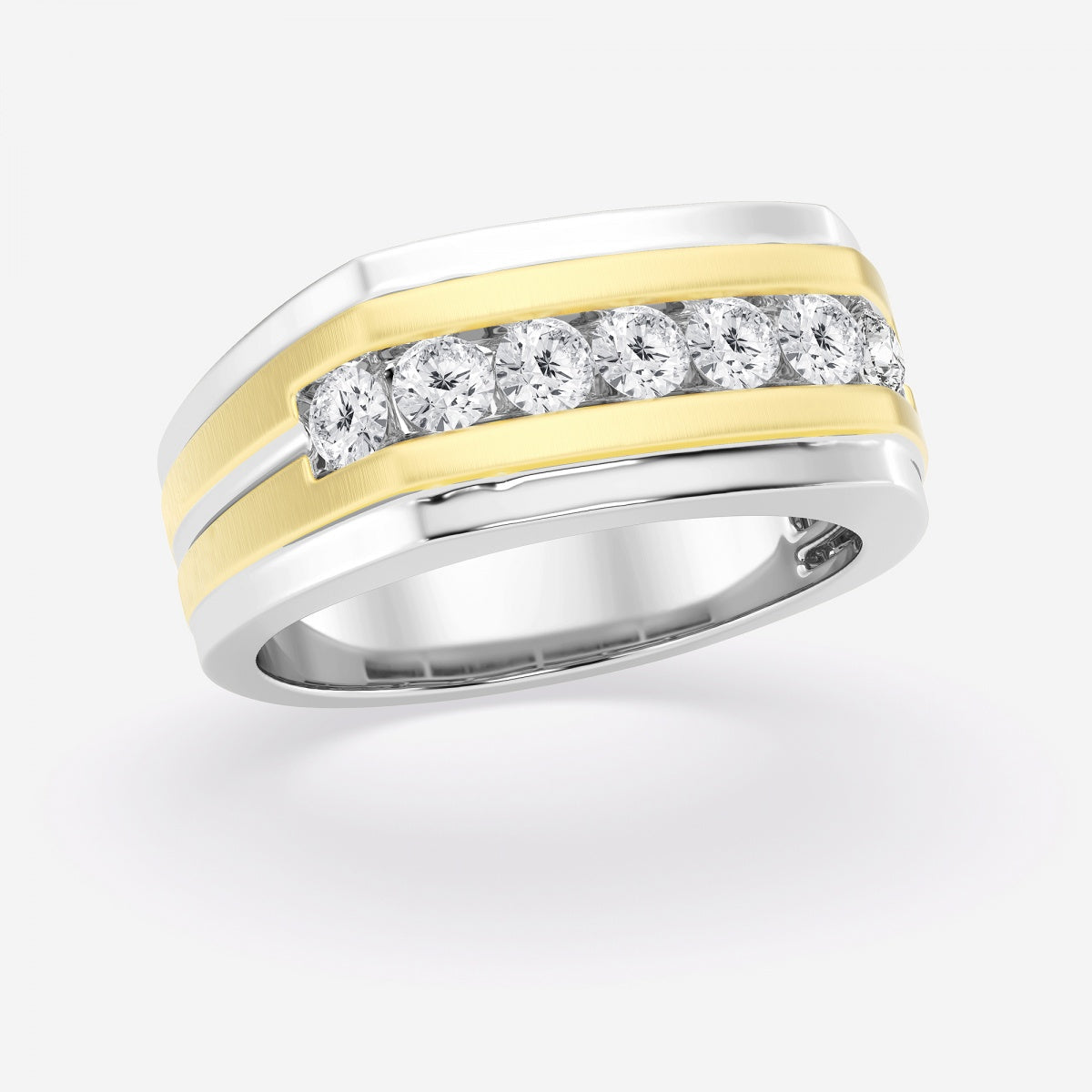 Round Moissanite Seven-Stone Wedding Band