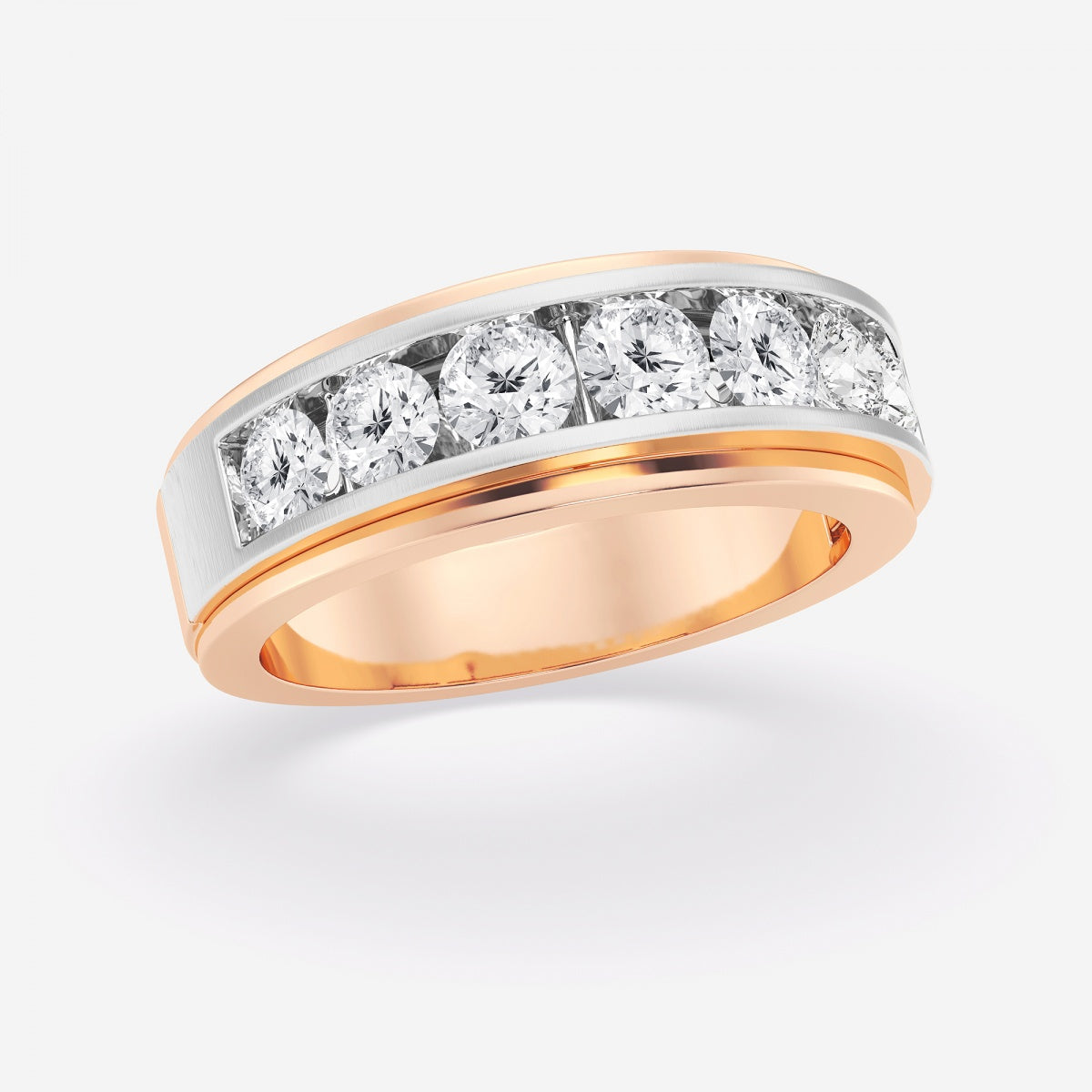 Round Seven-Stone Wedding Band with Satin Finish