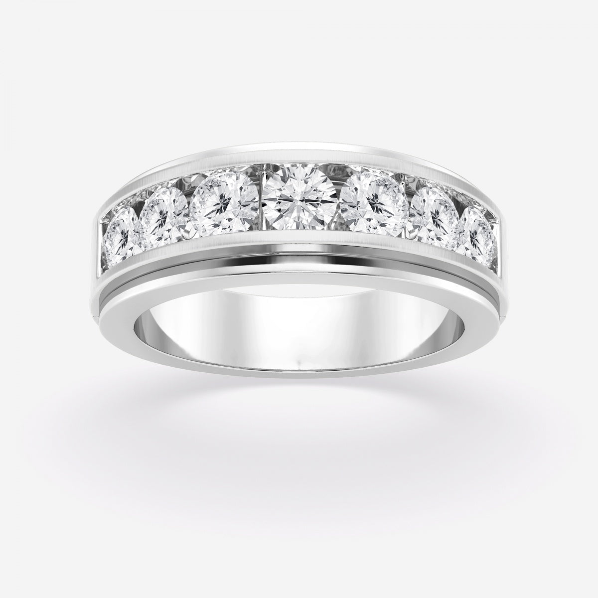 Round Seven-Stone Wedding Band with Satin Finish