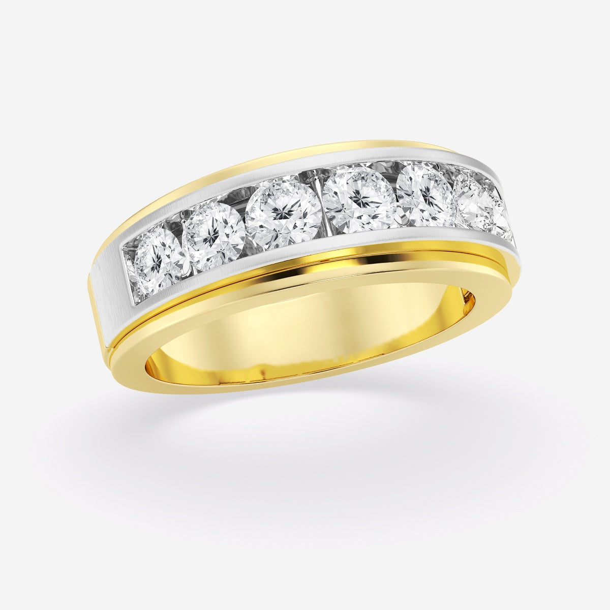 Round Seven-Stone Wedding Band with Satin Finish