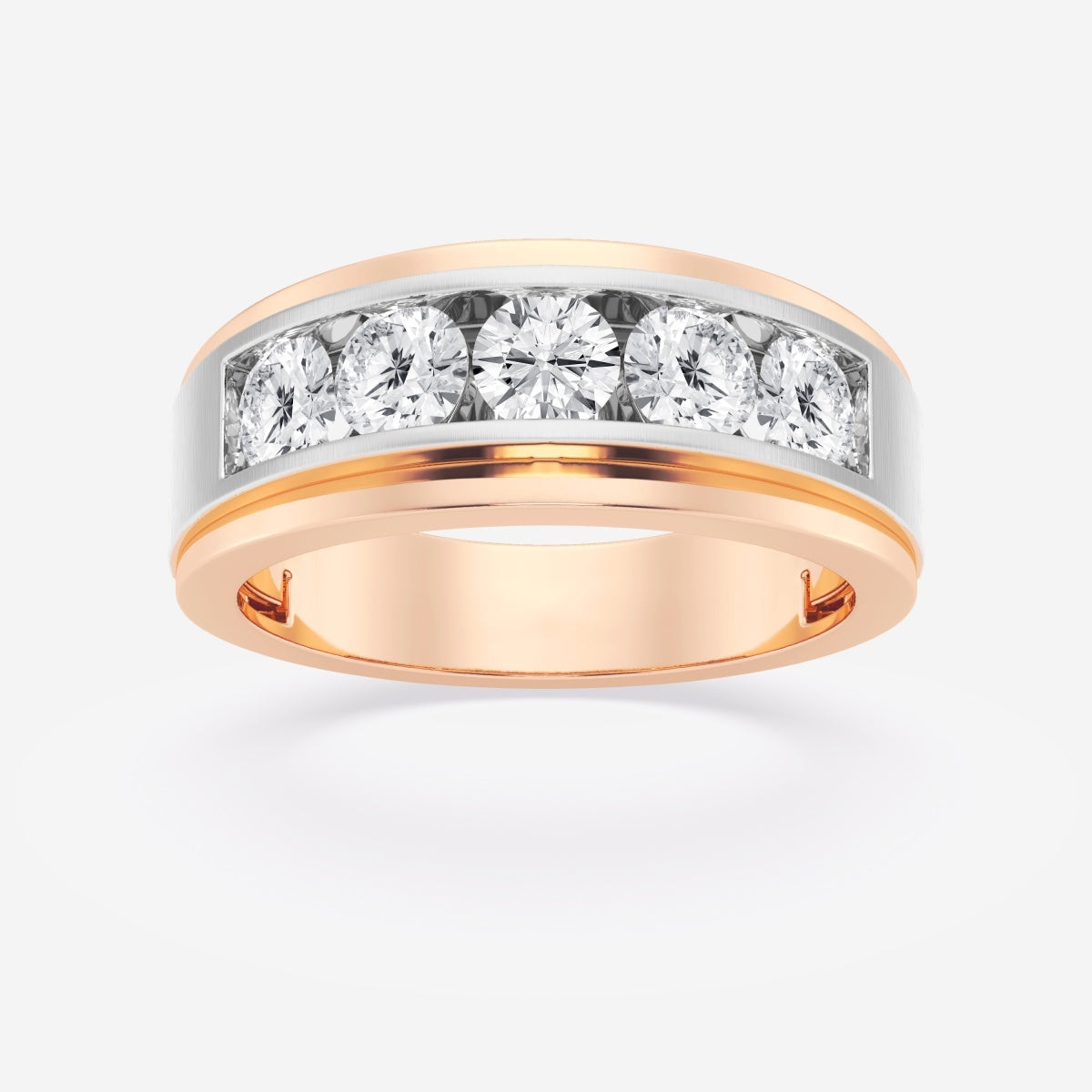 Round Moissanite Five-Stone Wedding Band