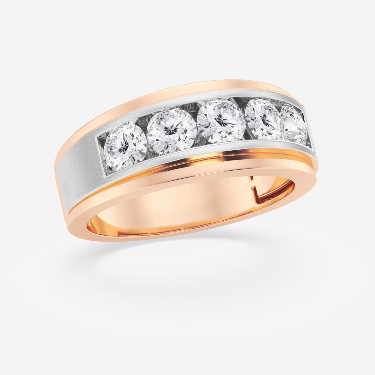 Round Moissanite Five-Stone Wedding Band