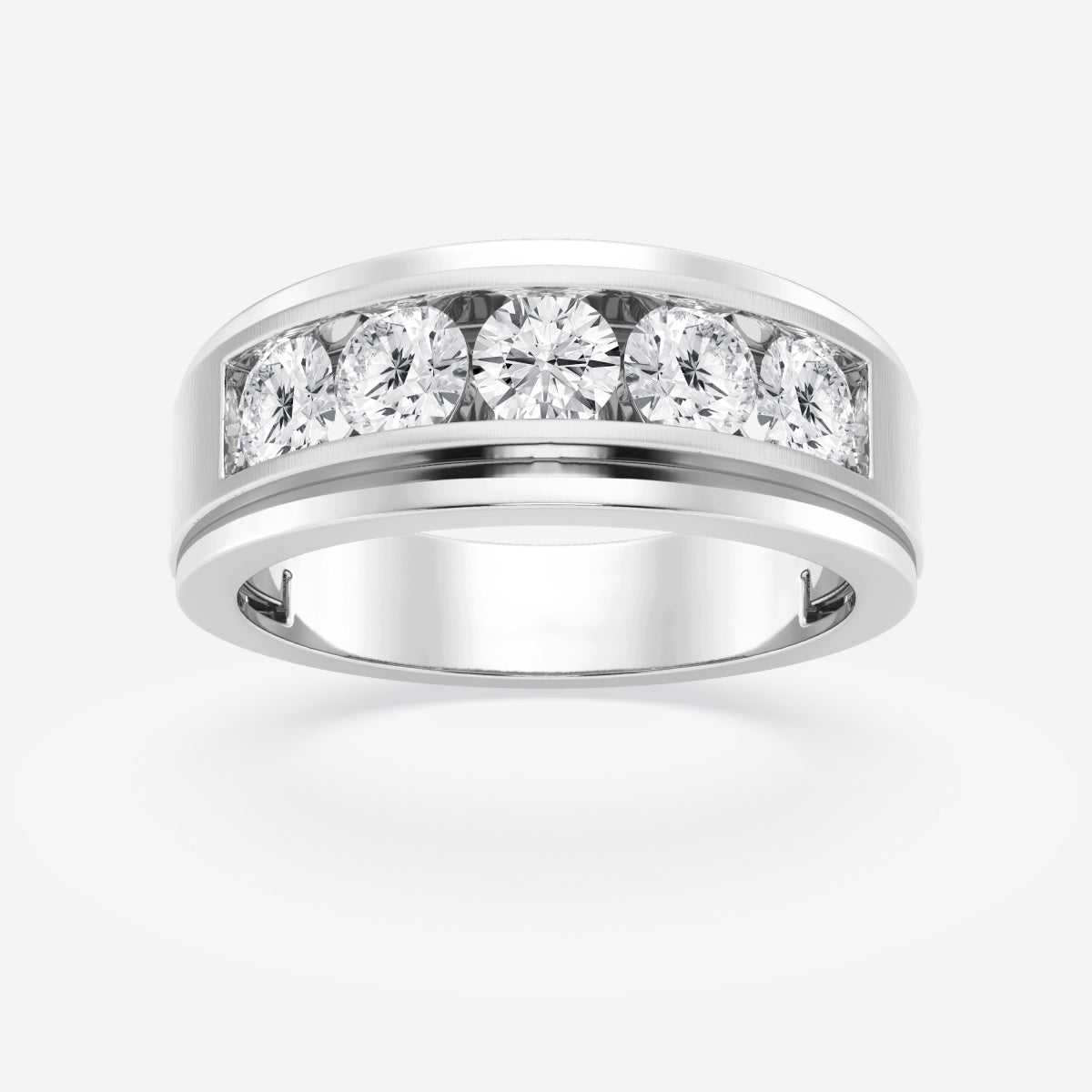 Round Moissanite Five-Stone Wedding Band