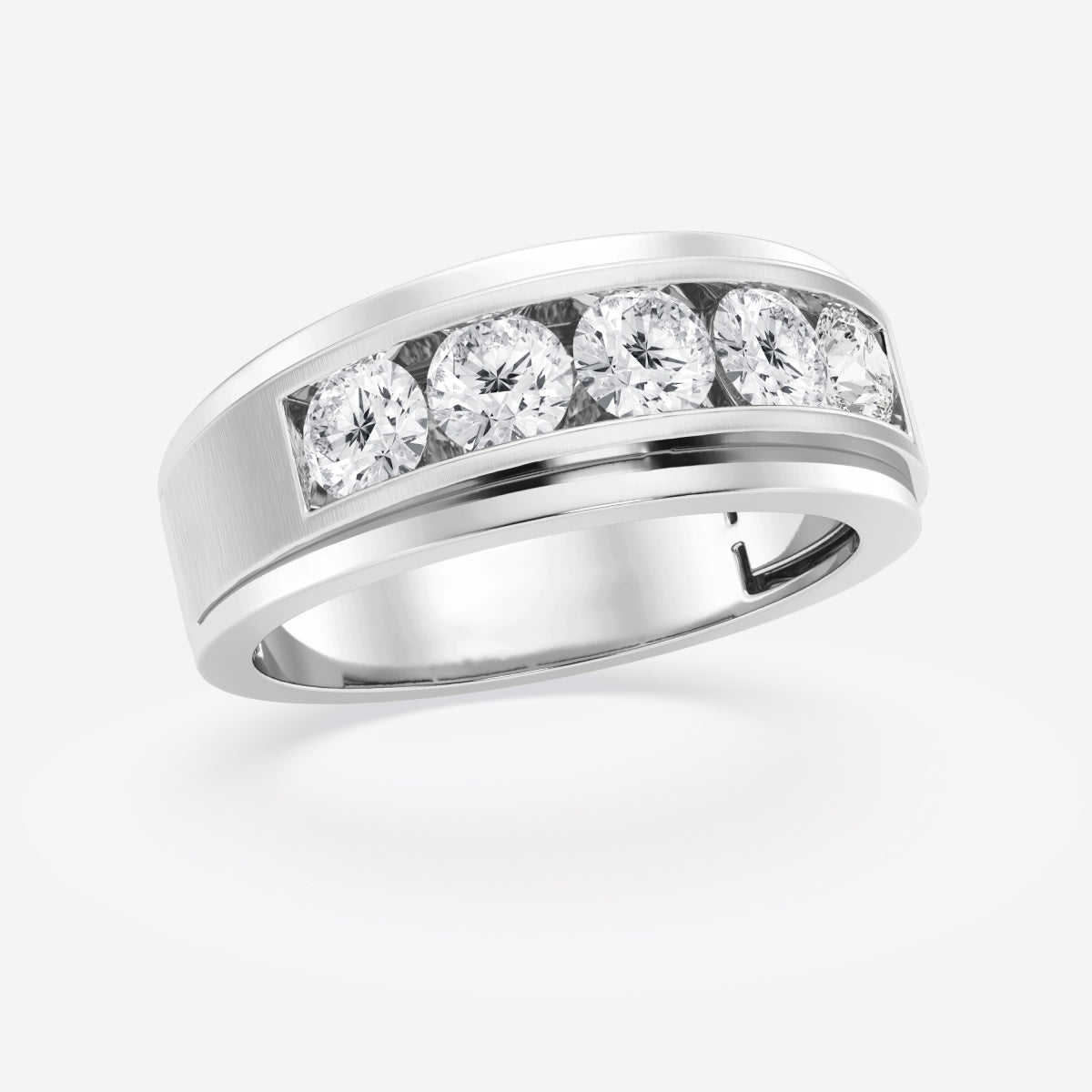 Round Moissanite Five-Stone Wedding Band