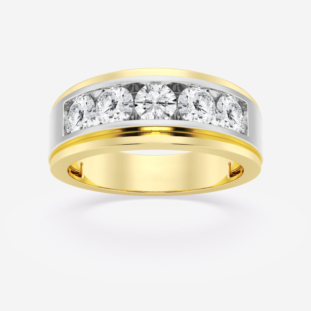 Round Moissanite Five-Stone Wedding Band