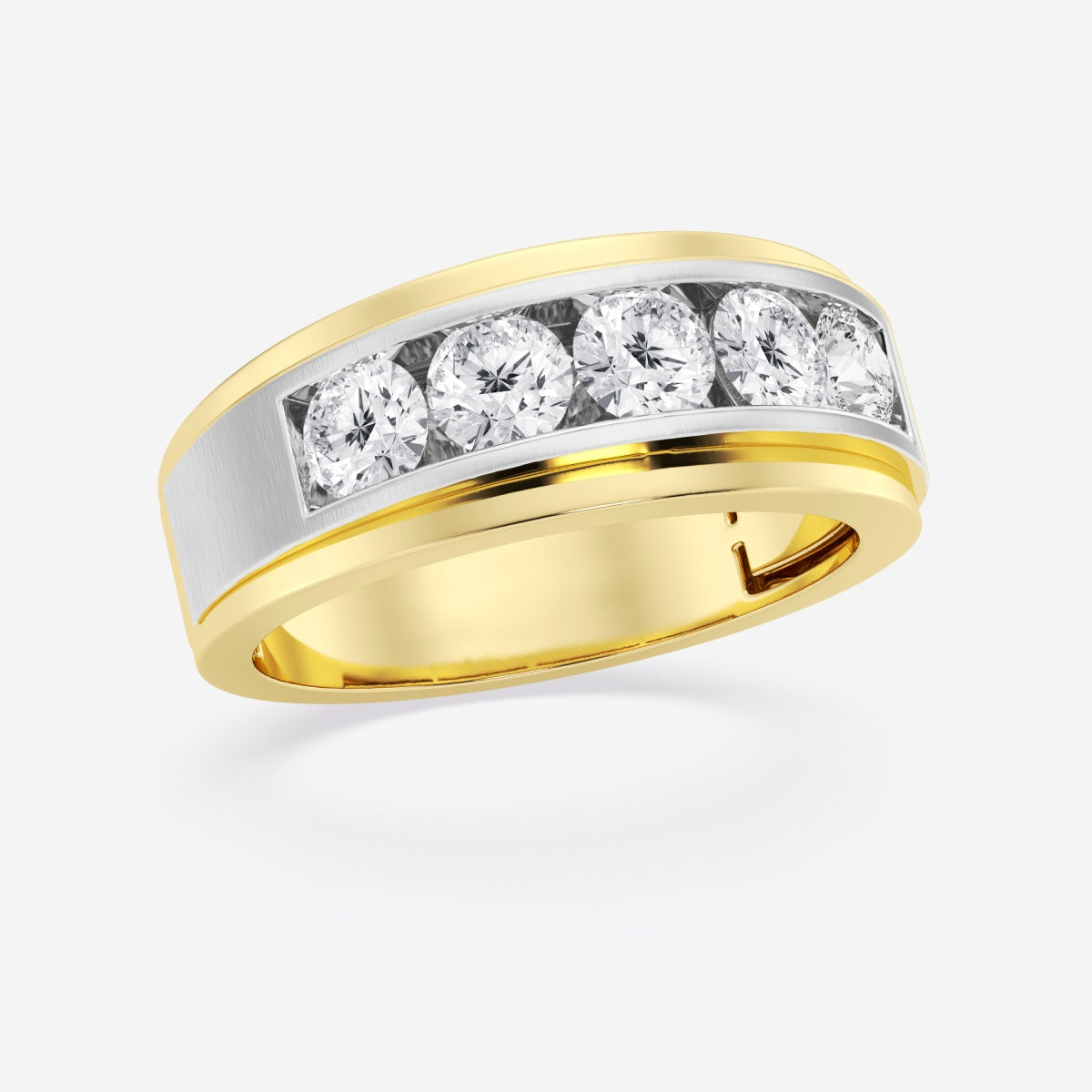 Round Moissanite Five-Stone Wedding Band