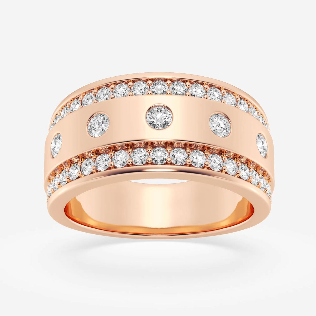 Round Moissanite Men's Floating Wedding Band