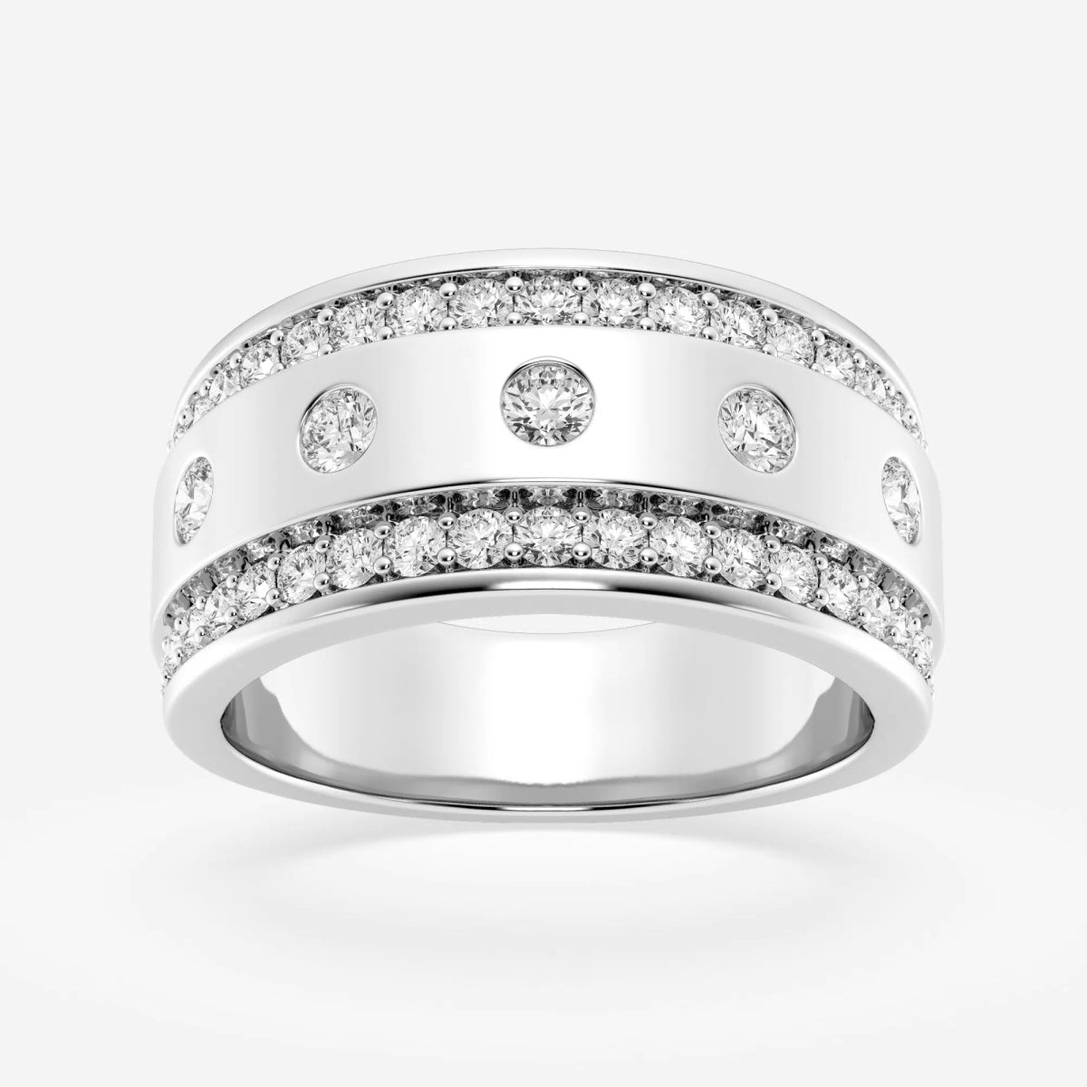 Round Moissanite Men's Floating Wedding Band
