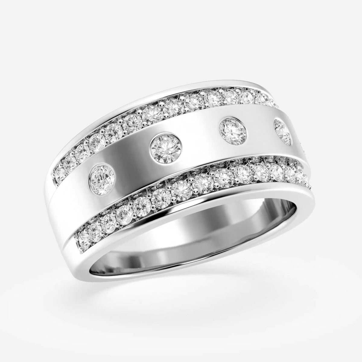 Round Moissanite Men's Floating Wedding Band