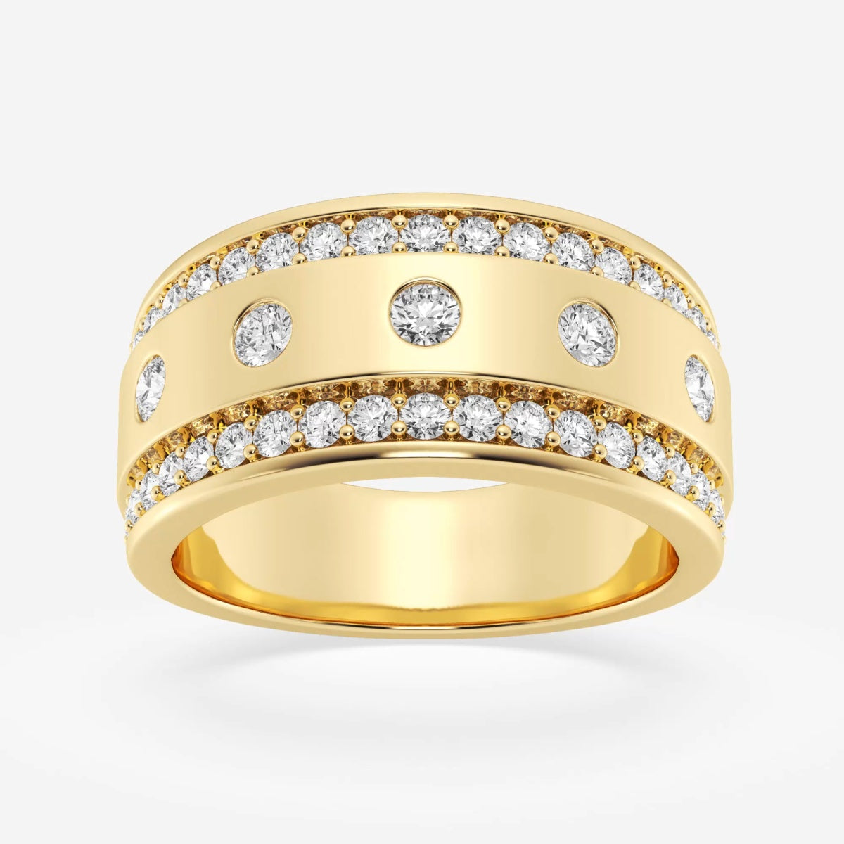 Round Moissanite Men's Floating Wedding Band