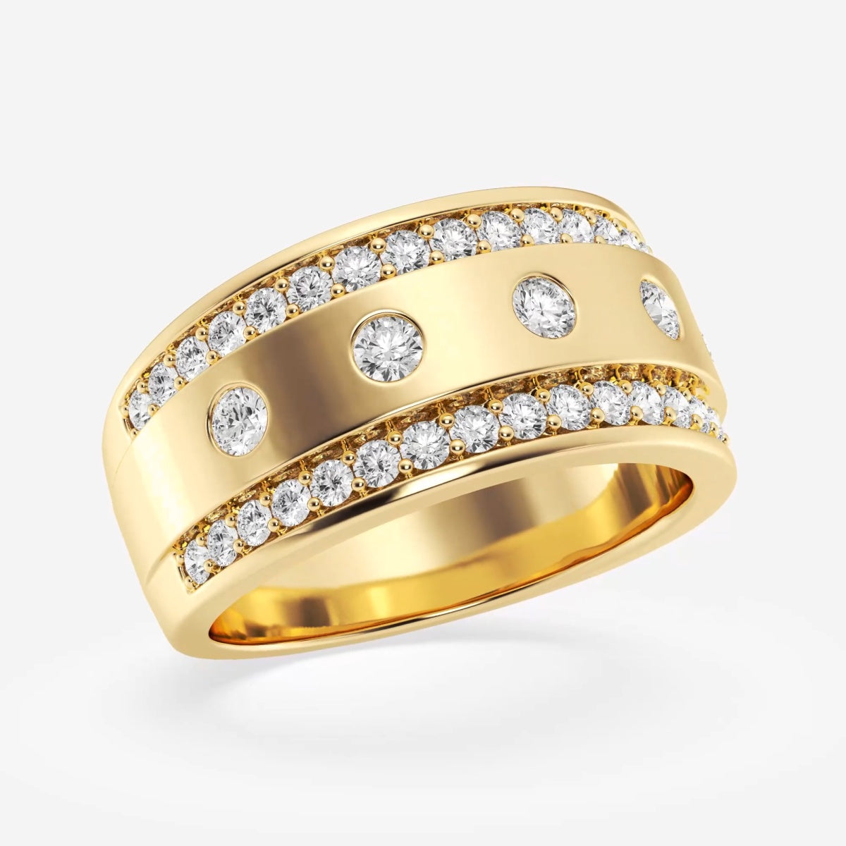 Round Moissanite Men's Floating Wedding Band