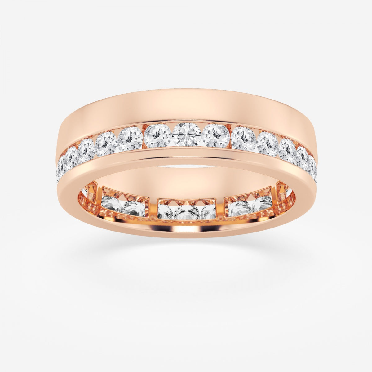 Round Men's Eternity Band with Satin Finish - 6.6mm Width