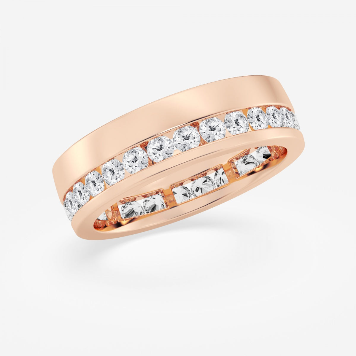 Round Men's Eternity Band with Satin Finish - 6.6mm Width