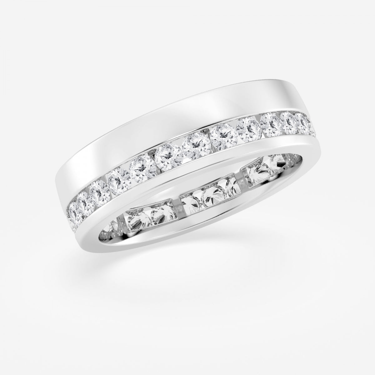 Round Men's Eternity Band with Satin Finish - 6.6mm Width