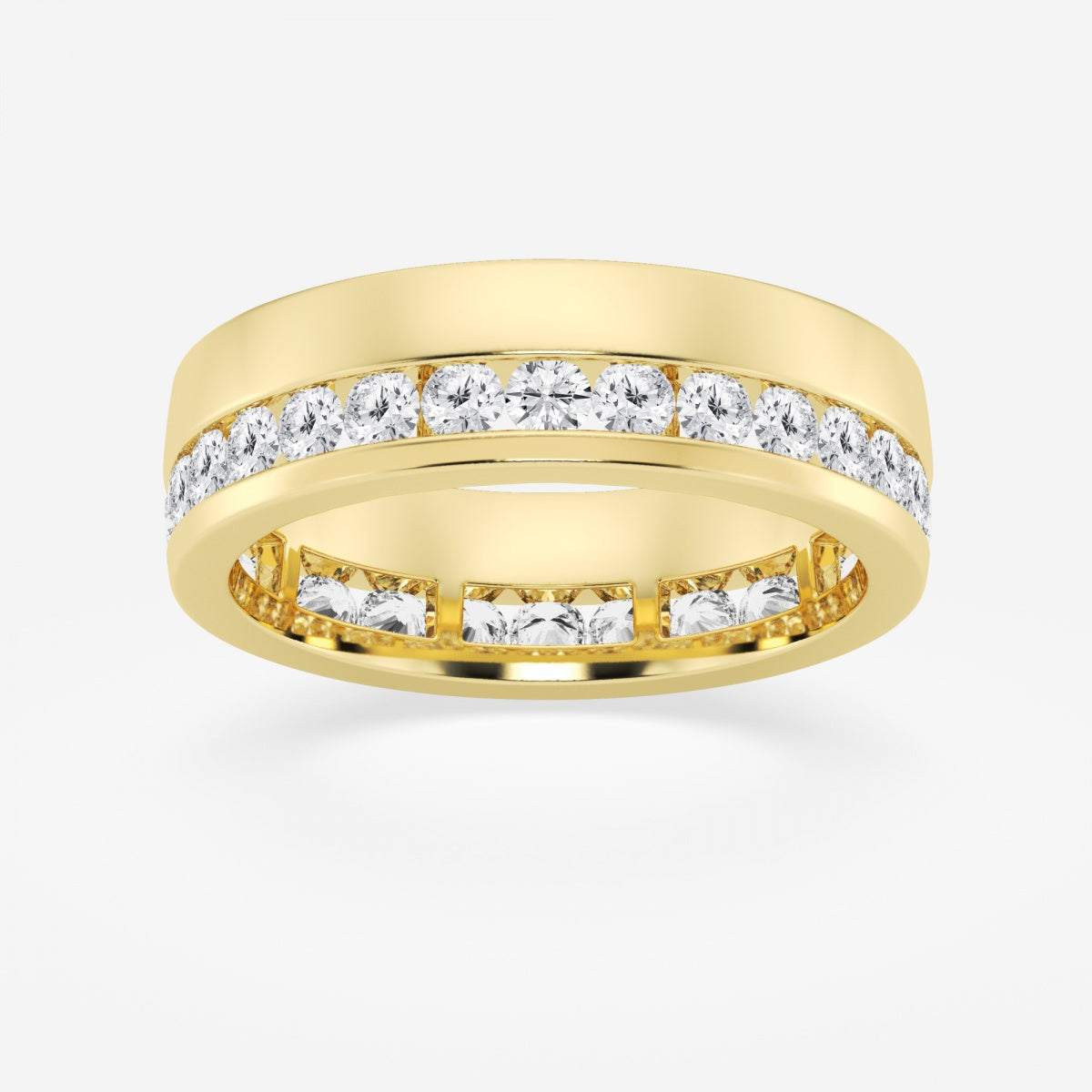 Round Men's Eternity Band with Satin Finish - 6.6mm Width