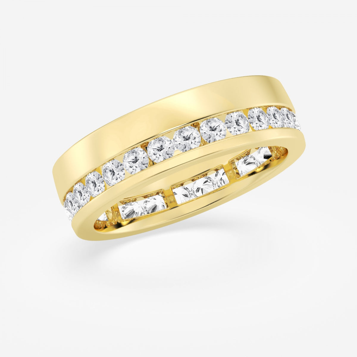 Round Men's Eternity Band with Satin Finish - 6.6mm Width