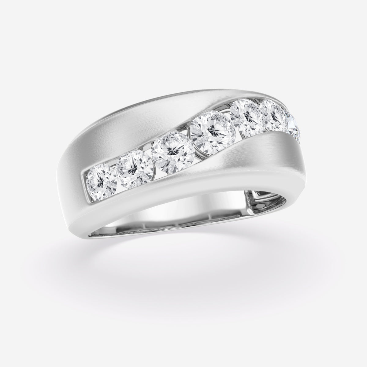 Round Moissanite Seven-Stone Wedding Band