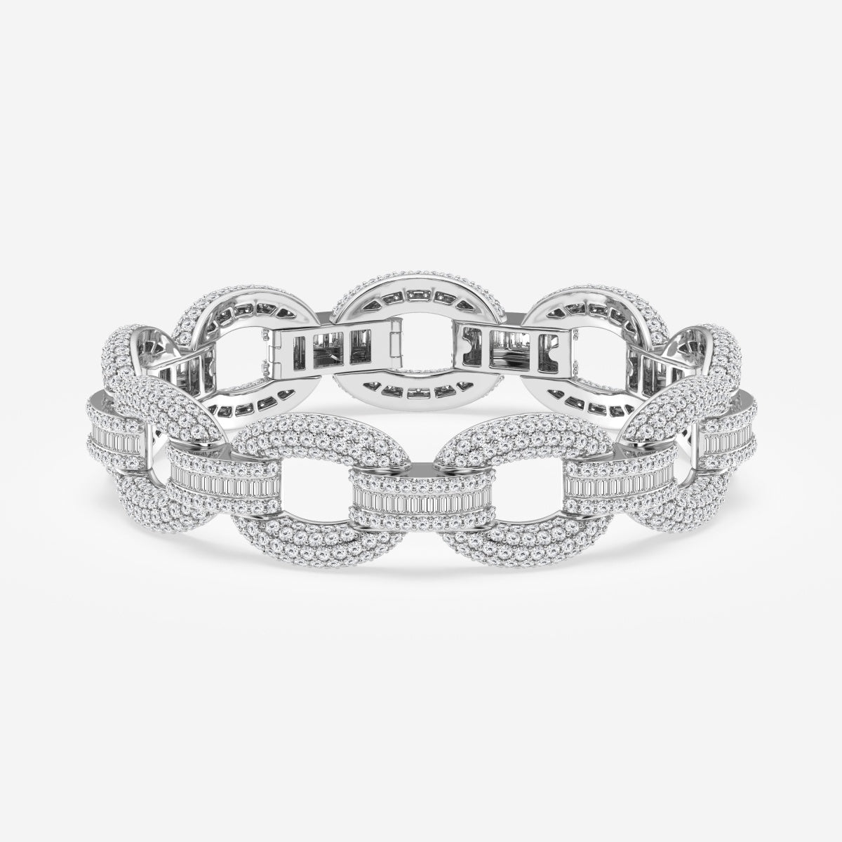 Baguette Moissanite Pave Link Bracelet