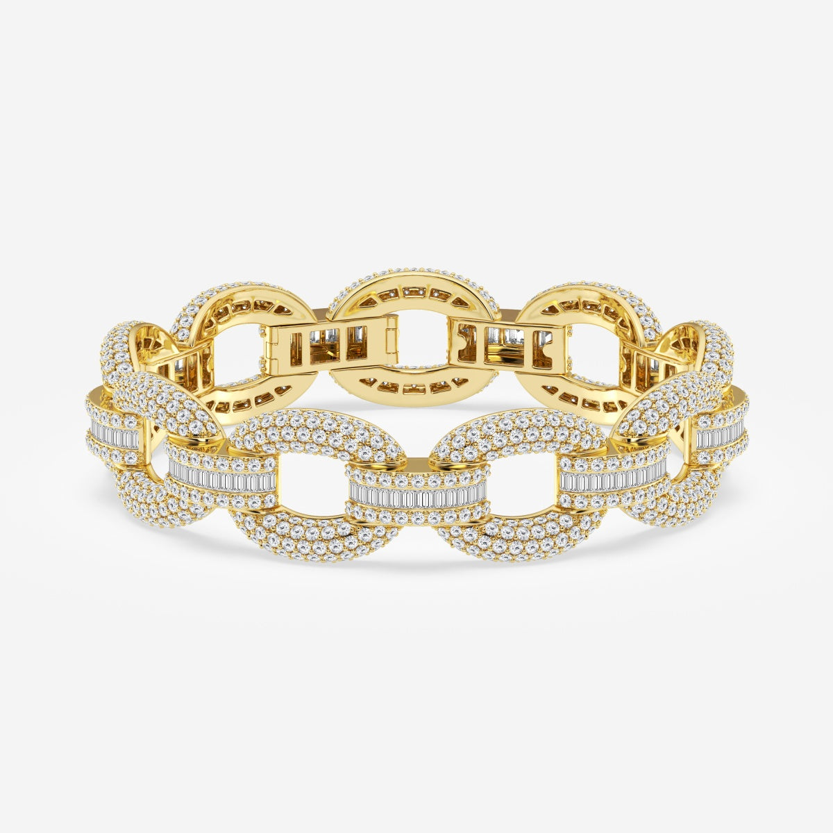 Baguette Moissanite Pave Link Bracelet