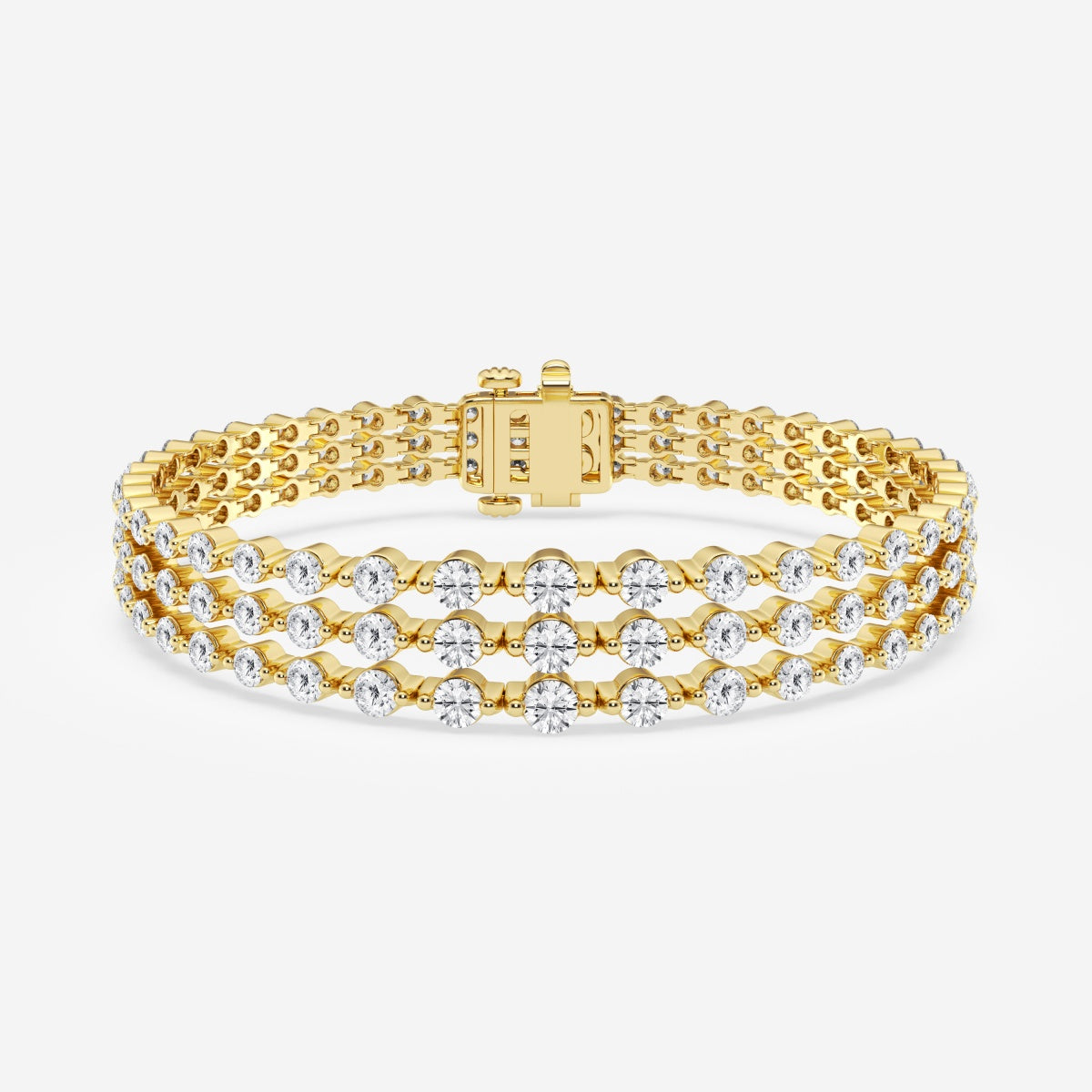 Round Moissanite Triple Row Fashion Bracelet