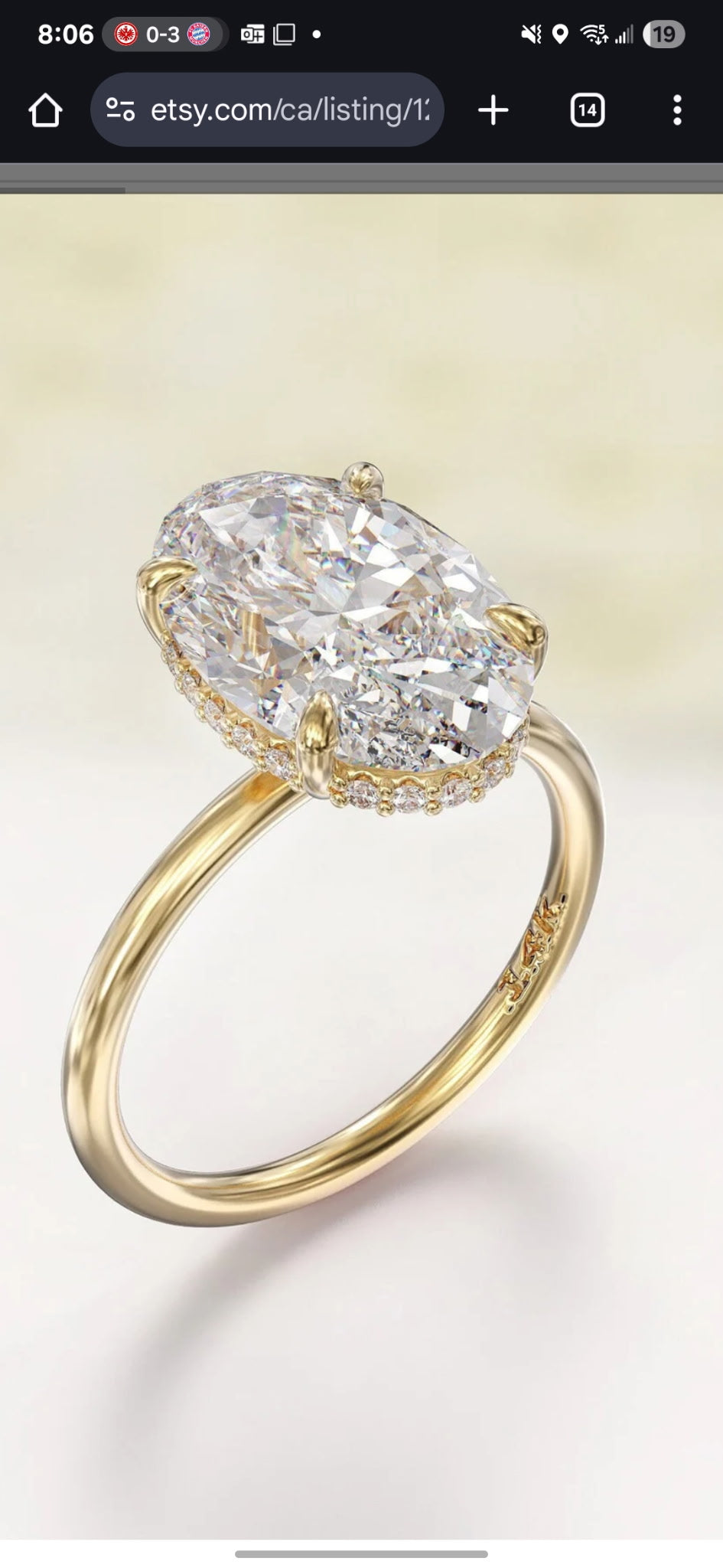 3 Carat Oval Solitaire Band (Custom Order) 50% deposit