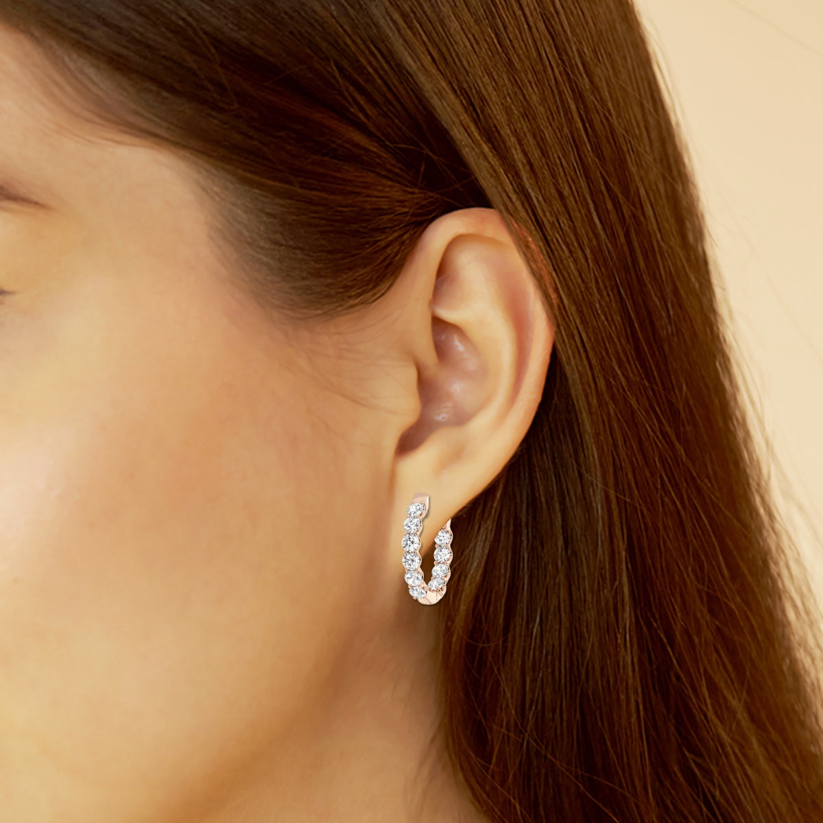 Round Moissanite Double Linked Hoop Earrings