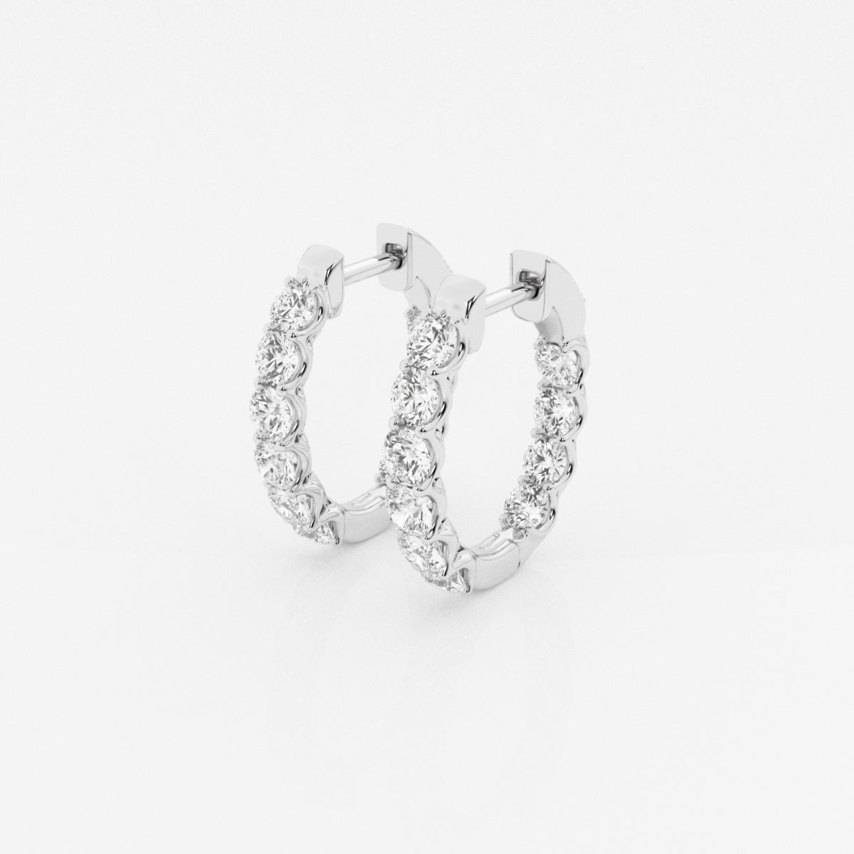 Round Moissanite Oval-Shaped Inside Out Hoop Earrings