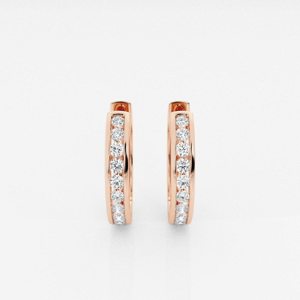 Round Moissanite Channel Set Hoop Earrings