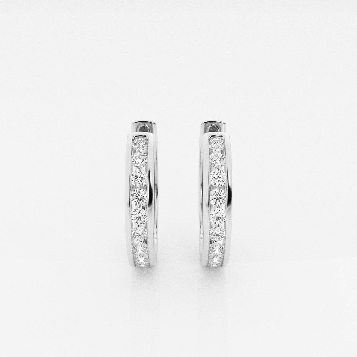 Round Moissanite Channel Set Hoop Earrings