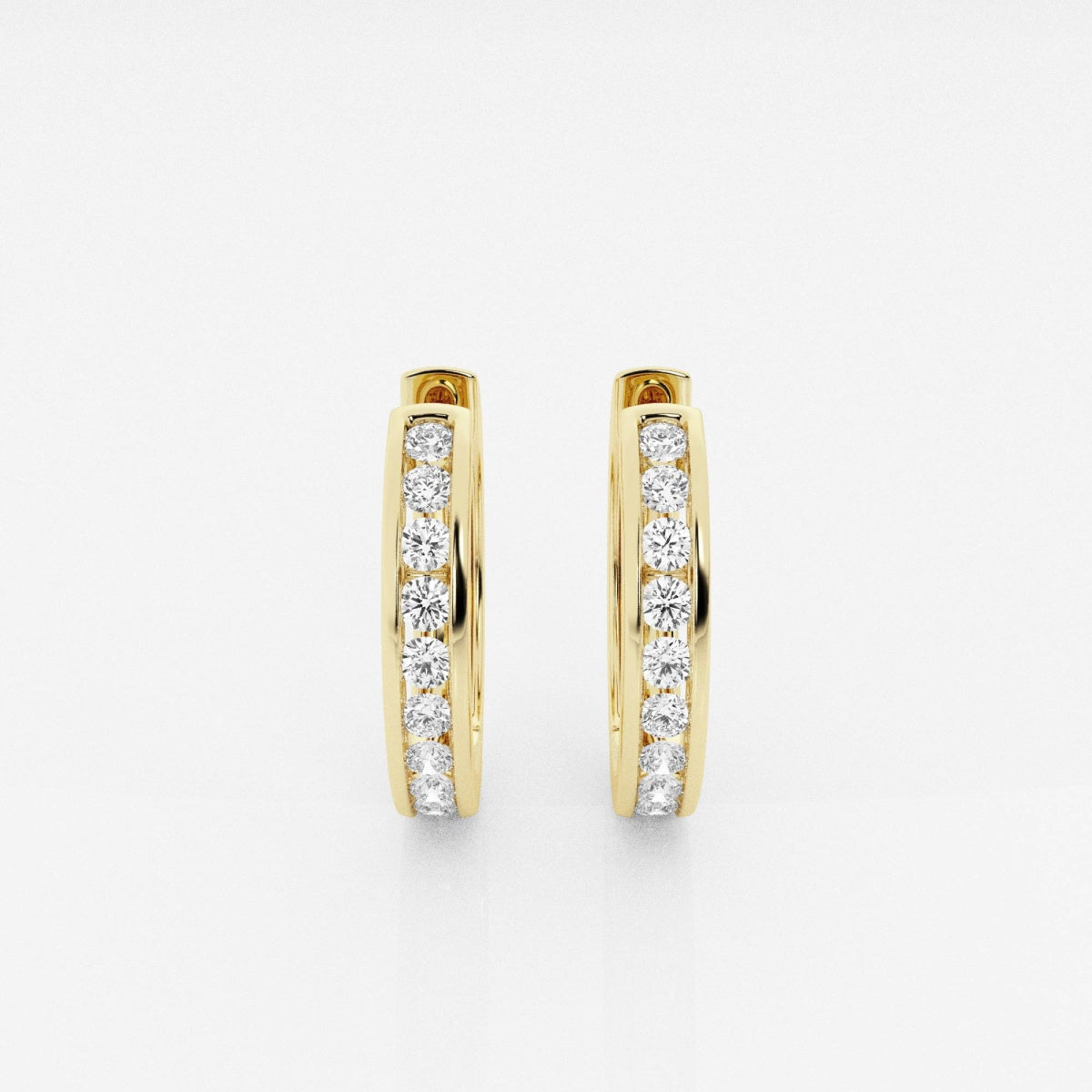 Round Moissanite Channel Set Hoop Earrings