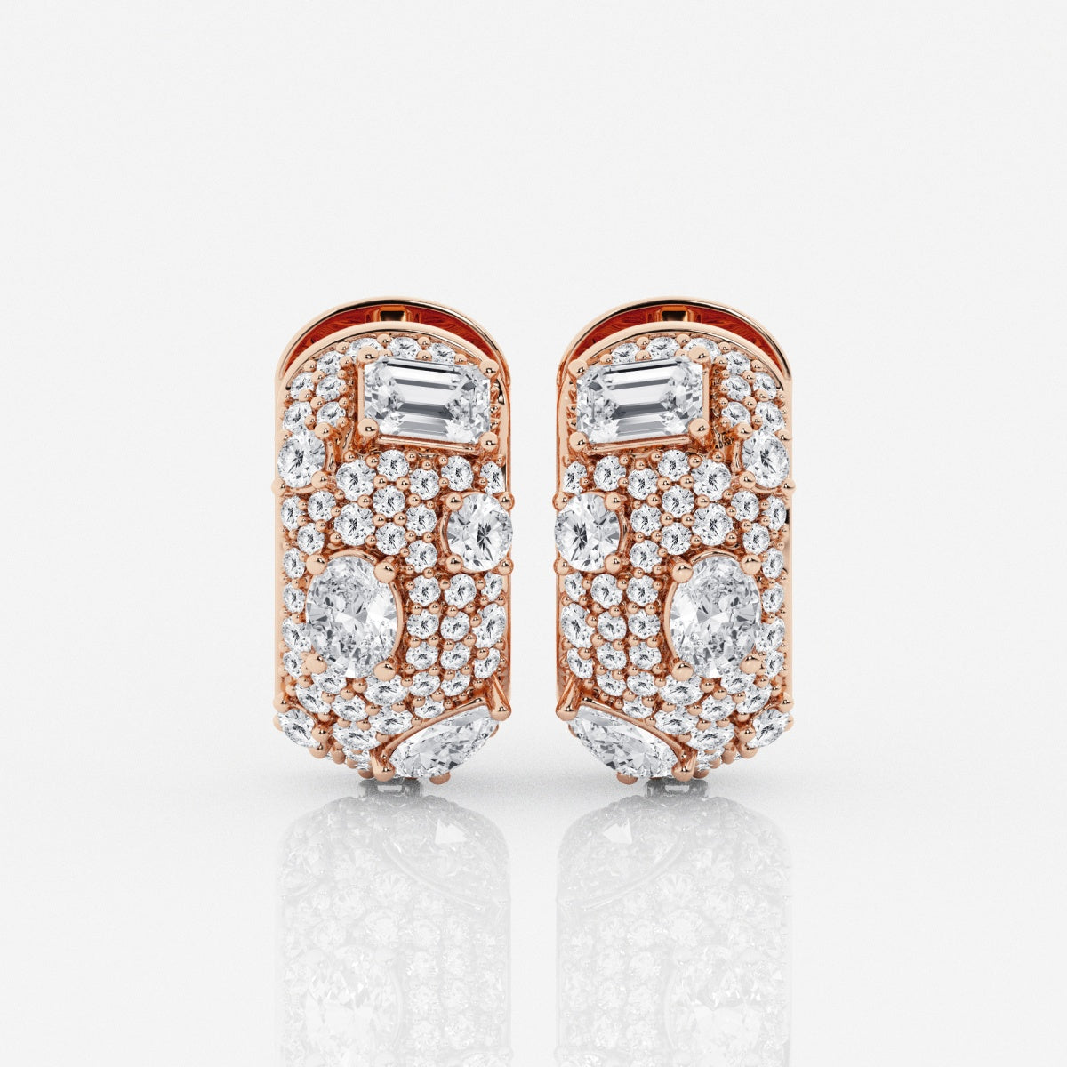 Multi-Shape Moissanite Pave Scatter Hoop Earrings