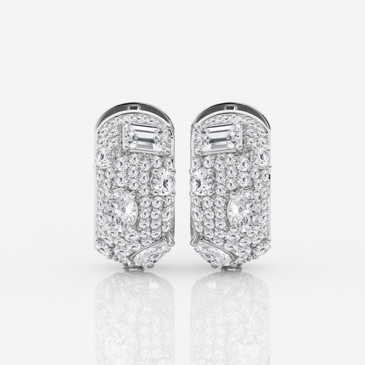 Multi-Shape Moissanite Pave Scatter Hoop Earrings