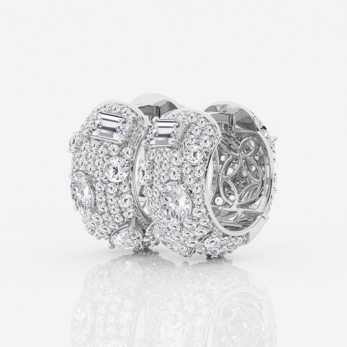 Multi-Shape Moissanite Pave Scatter Hoop Earrings