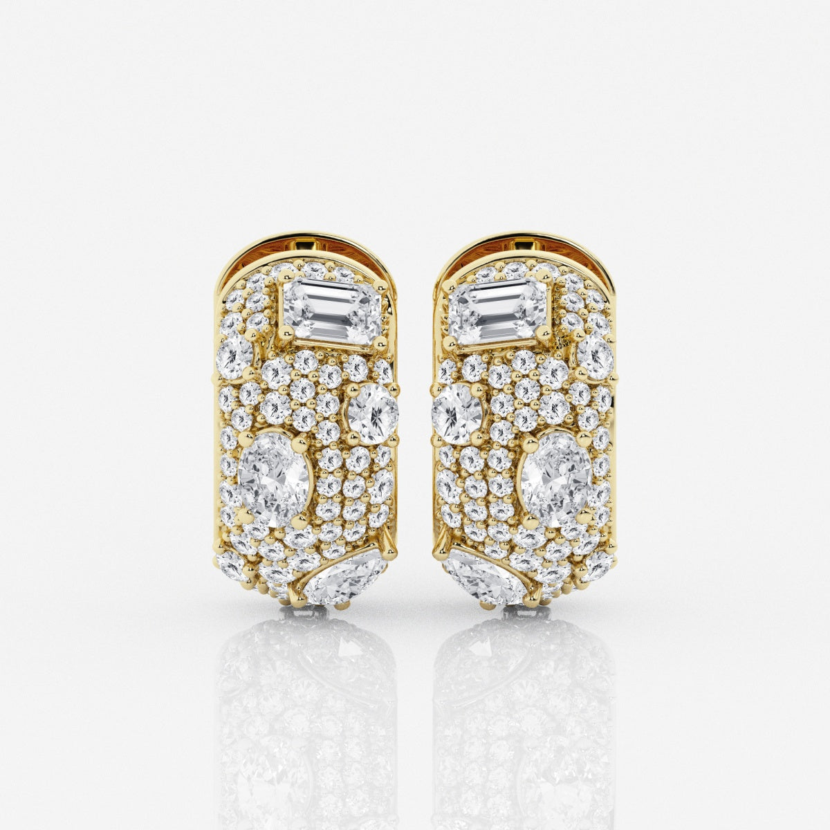 Multi-Shape Moissanite Pave Scatter Hoop Earrings