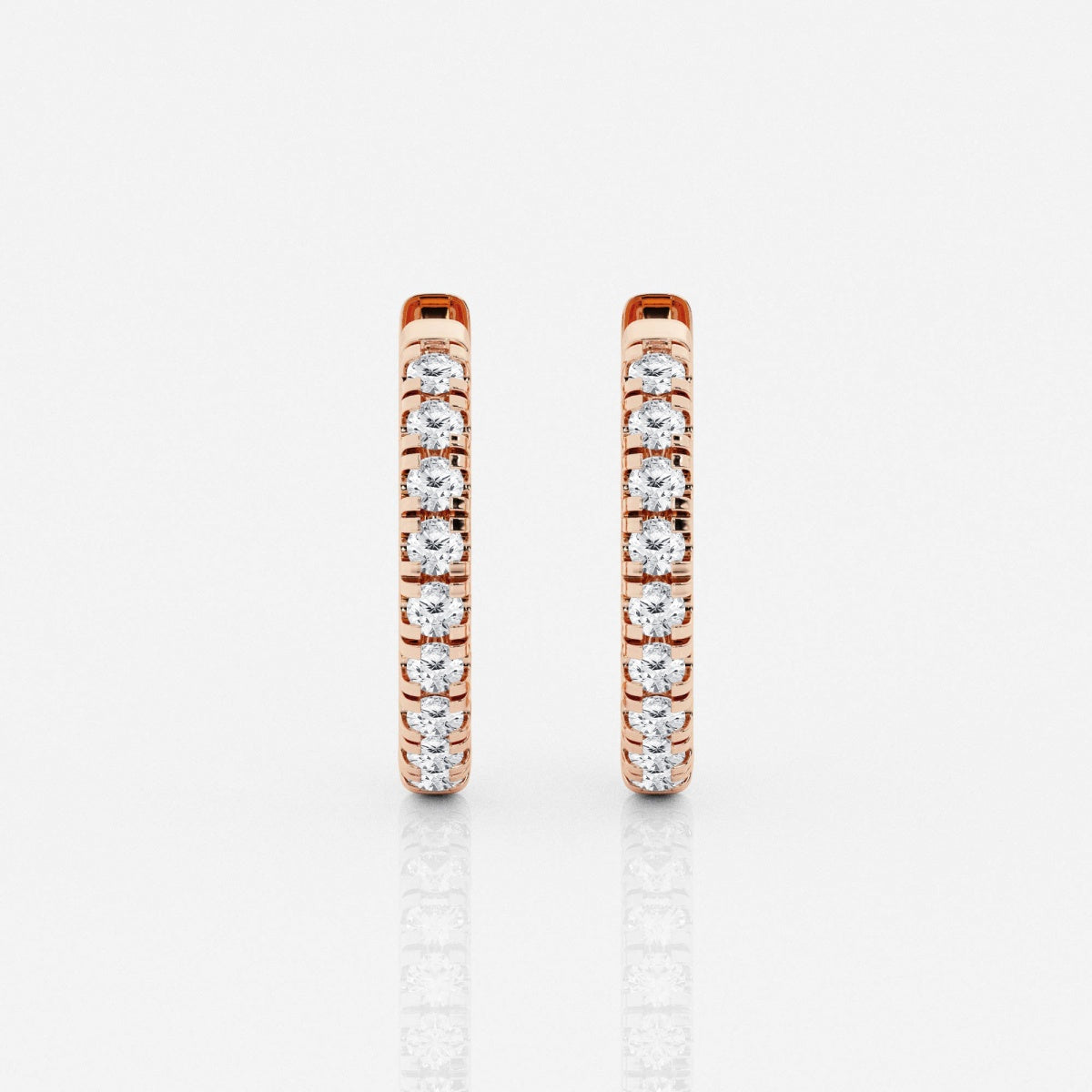 Round Moissanite French Pave Hoop Earrings