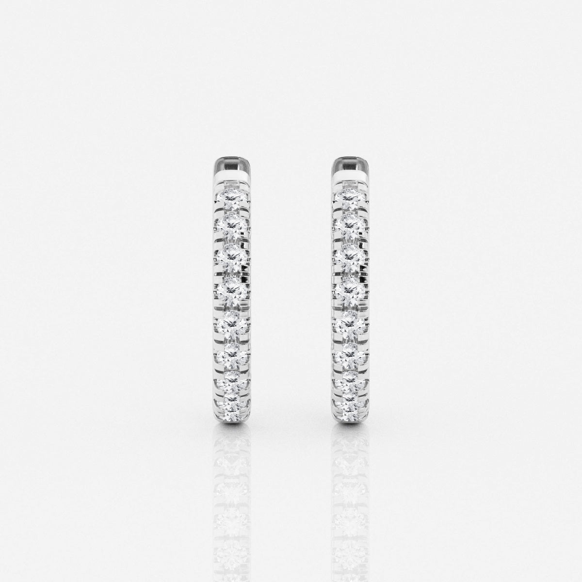 Round Moissanite French Pave Hoop Earrings