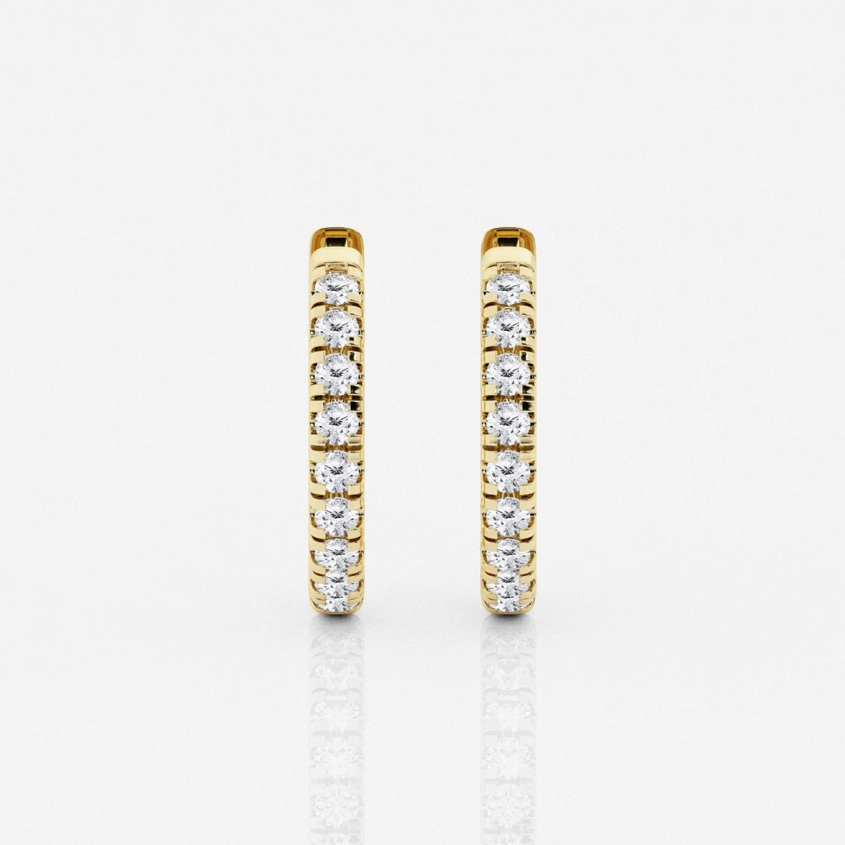 Round Moissanite French Pave Hoop Earrings