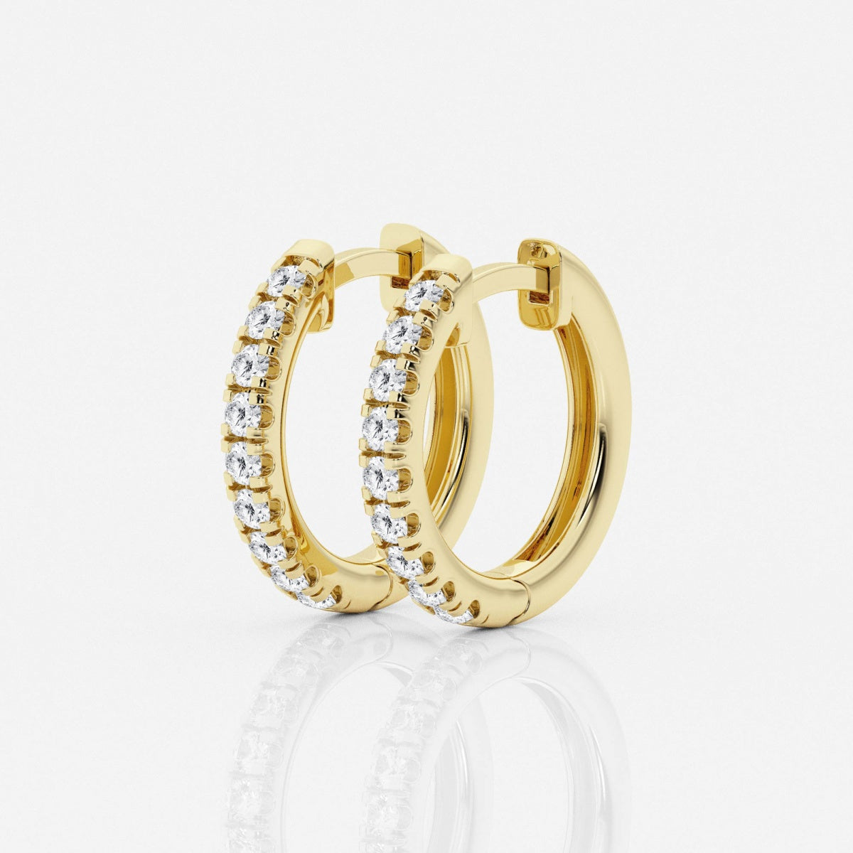 Round Moissanite French Pave Hoop Earrings