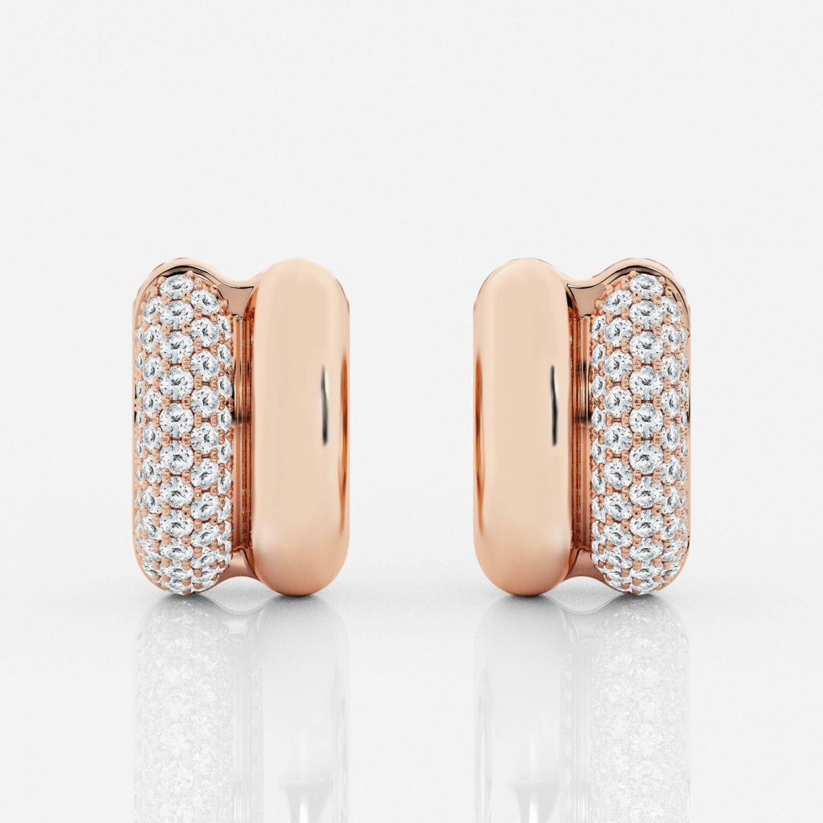 Round Moissanite High Polish Double Hoop Earrings