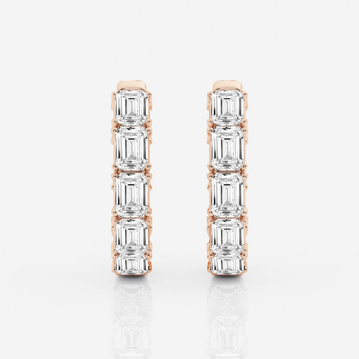 Emerald Moissanite Inside Out Hoop Earrings