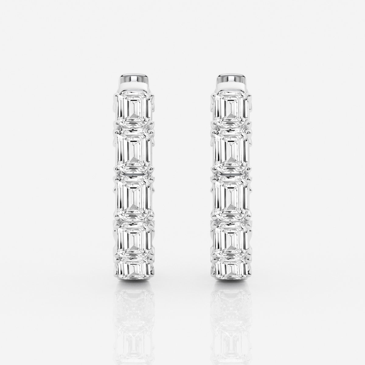 Emerald Moissanite Inside Out Hoop Earrings